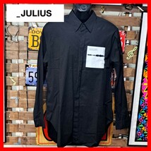 JULIUS ユリウス　プリント　長袖　ロングシャツ　ドレスシャツ　2 Ｍ　ブラック_画像1