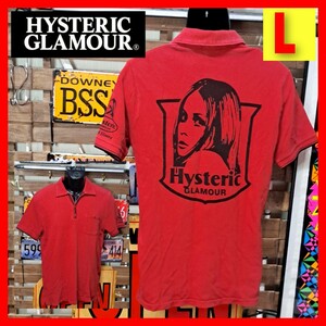 HYSTERIC GLAMOUR ヒステリックグラマー　ウーマンプリント　半袖　ポロシャツ　L　レッド