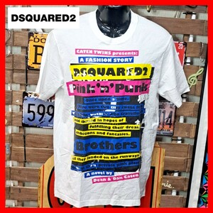 Dsquared2　ディースクエアード　プリント　半袖Tシャツ　Ｍ　ホワイト