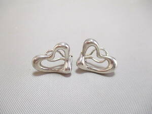 F119* Tiffany * 925 silver Open Heart earrings / used Vintage silver made [ including carriage ]