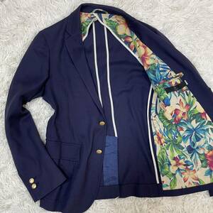  beautiful goods United Arrows UNITED ARROWS tailored jacket gold button navy blue blur navy navy blue blaser unlined in the back lining floral print M