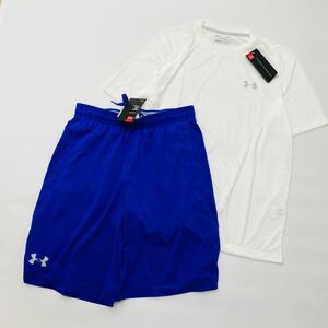 アンダーアーマー UA トレーニングTシャツ＆ショーツ 1289583-100 MTR3068 白青 M