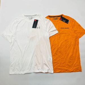 アンダーアーマーUA トレーニングTシャツ 2枚セット MTR3181 1289583-100 オレンジ白 M