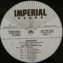 USオリジナル盤【Paul Smith】SARATOGA （Imperial IR LP 9095)　プロモ盤　ピアノ・トリオ　_画像3