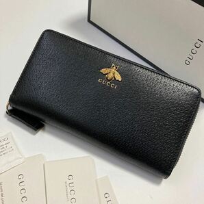 ★美品 GUCCI グッチ アニマリエ メタルビー 蜂 長財布 ラウンドファスナー 523667 レディース メンズ【鑑定済み 本物保証】