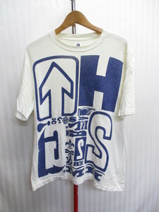 ハリウッドランチマーケット　ビッグロゴデザインTシャツ　メンズ2 白Tシャツ　半袖シャツ　半袖カットソー　白ティーシャツ　05071