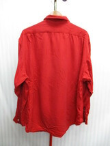 ラルフローレン　90sヴィンテージ　レーヨンシャツ　メンズXL LL　赤　レッドシャツ　ビッグシルエット長袖シャツ　長袖カットソー　05093_画像3