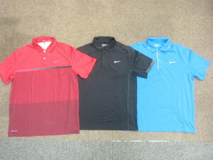 ナイキゴルフ　DRI-FIT　ポロシャツ 3枚セット　メンズL スウォッシュロゴ速乾スポーツシャツ ゴルフウエア ゴルフシャツ 半袖ウエア05110
