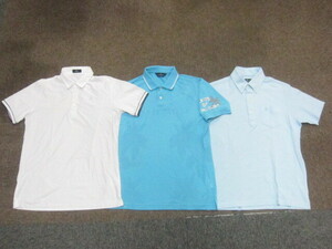マンシングウエア　ポロシャツ　3枚セット　メンズL　ゴルフウエア 青白 ゴルフシャツ 速乾スポーツシャツ 半袖シャツ 半袖ウエア　05180