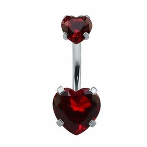  navel piercings 14g red red surgical stainless steel 316L metal allergy Heart hesopi... pretty crystal cheap 