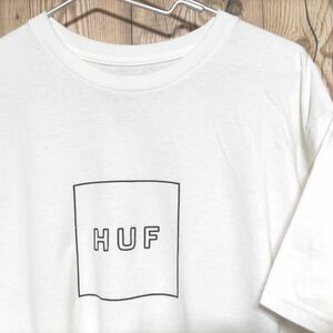 HUF Tシャツ ボックスロゴ ホワイトtシャツ　HUF ハフ Tシャツ 半袖 白 センターロゴ 