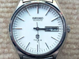SEIKO　TYPEⅡ　タイプ2　 セイコー 　ヘソクオーツ　純正ブレス　0903-8110 白文字盤 デイデイト メンズ腕時計