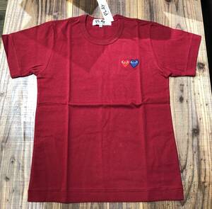 COMME des GARCONS PLAY　濃いめ赤Tシャツ　レディースMサイズ　AZ-T225-4