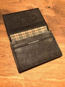 BURBERRY バーバリー ブラックレザー 名刺入れ カードケース パスケース 黒 サフィアーノレザー