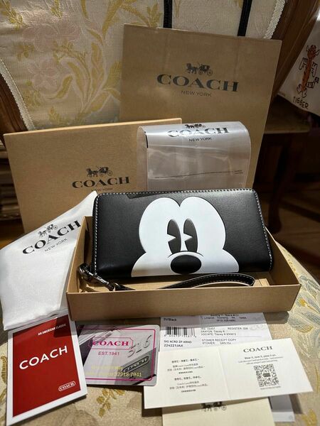 コーチ長財布 COACH ディズニーコラボ 財布 長財布 ラウンドファスナー コーチ