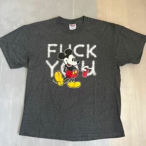 Hanes ミッキー　パロディ　グレー　Tシャツ バンクシー　ロックT 売り切り