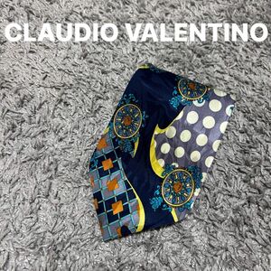 メンズ　ネクタイ　CLAUDIO VALENTINO シルク　水玉　結婚式　お洒落 総柄