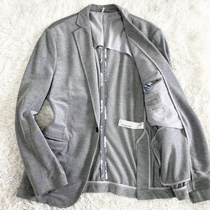 1円〜【美品】ZARA MAN ザラ テーラードジャケット 大きいサイズ アンコン 花柄 エルボーパッチ 3XL グレー パイピング 春夏 ストレッチ