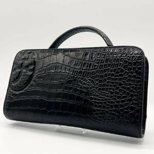 1 jpy ~[ beautiful goods ]CASTELBAJAC Castelbajac black ko type pushed . second bag clutch bag purse auger nai The - men's Logo black 