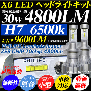 送料無料 H7 LEDフォグランプ フィリップス PHILIPS 4800LM 30w 6500k ホワイト バルブ ヘッドライト フォグ ライト 白 在庫処分特価
