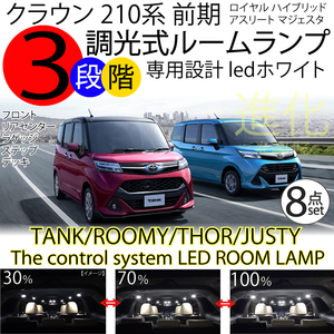 送料無料 LEDルームランプ 3段階減光調整機能付 トヨタ タンク ルーミー ダイハツ トール スバル ジャスティー 8点 ホワイト