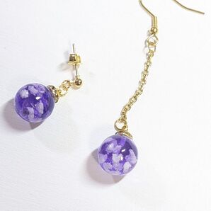 127 パープル雲ピアスイヤリング アレルギー対応