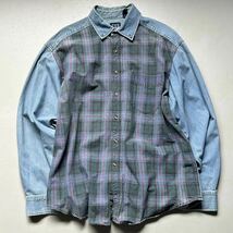 90s GAP Check Pattern Denim Shirt “size XL” 90年代 ギャップ チェックパターン デニムシャツ ダンガリーシャツ オールドギャップ_画像2