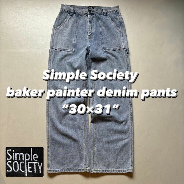 Simple Society baker painter denim pants “30×31” シンプルソサイエティー ベイカーパンツ ペインターパンツ デニム レーヨン混
