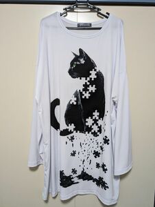 [アンコロック] Tシャツ 退廃黒猫カットソー-メガビッグ- 長袖