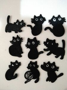 黒猫　クロネコ　 アイロンワッペン　セット