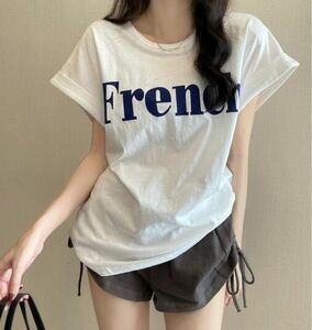 新品 人気のロゴTシャツ M レディース 白 かわいい ホワイト 激安 韓国
