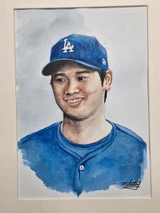 Art hand Auction 水彩画 ドジャース大谷翔平, 美術品, 絵画, 人物画