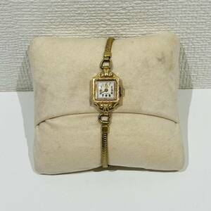 [AMT-10936]TITUS Thai tas14K 585 stamp equipped 17 JEWELS hand winding lady's wristwatch antique collection Old immovable goods Junk 