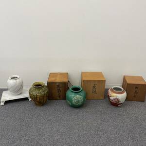 [HPF-4077a] 1 jpy ~ ceramics . summarize vase approximately 4 point ... structure circle .. three .. etc. tradition handicraft retro antique tree box attaching present condition storage goods 