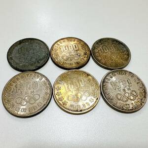 [TOA-5293a]1 jpy ~ Japan old coin commemorative coin Tokyo Olympic 1000 jpy silver coin 6 sheets summarize face value 6,000 jpy Showa era 39 year Tokyo . wheel antique coin medal 