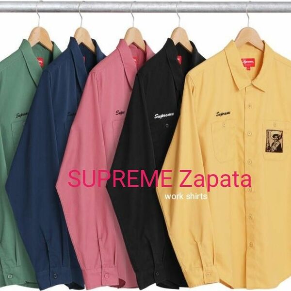 デッドストック　新品　17ss Supreme Zapata Work Shirts navy 