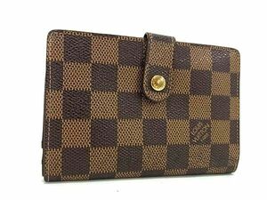 1円 ■美品■ LOUIS VUITTON ヴィトン N61663 ダミエ ポルトフォイユ ヴィエノワ 二つ折り 財布 ウォレット がま口 ブラウン系 FA3689