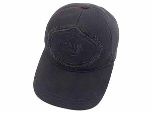 1 иен # прекрасный товар # PRADA Prada хлопок 100% Baseball колпак шляпа указанный размер S женский мужской оттенок черного FC4088