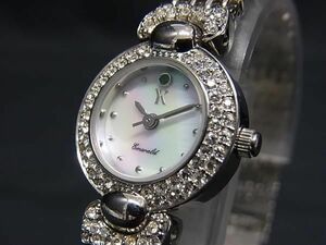1 jpy # operation goods # beautiful goods # Yukiko Kimijimayukiko Kimi jimaYK-010LSW rhinestone quartz wristwatch watch silver group DA6798