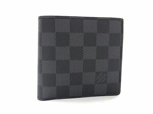 1円 ■極美品■ LOUIS VUITTON ルイヴィトン N62664 ダミエグラフィット ポルトフォイユ マルコ 財布 ウォレット ブラック系 FC3813