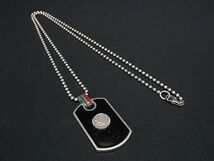 1円 GUCCI グッチ SV925 ボールチェーン ネックレス ペンダント アクセサリー レディース メンズ ブラック系×シルバー系 AW7932_画像1