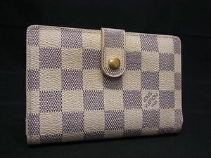 1円 LOUIS VUITTON ヴィトン N61676 ダミエアズール ポルトフォイユ ヴィエノワ がま口 二つ折り 財布 ウォレット アイボリー系 FA4393