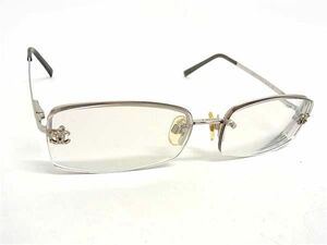 1円 CHANEL シャネル 4093-B c.124/61 56□16 130 ココマーク ラインストーン 度入り サングラス メガネ 眼鏡 シルバー系 BJ2828