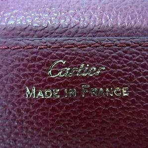 1円 Cartier カルティエ レザー コインケース コインパース カードケース カード入れ 財布 ウォレット レディース ボルドー系 BJ2901の画像6