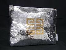 1円 ■新品同様■ GIVENCHY ジバンシィ スパンコール メイクポーチ コスメポーチ マルチケース 小物入れ シルバー系×ゴールド系 BJ2941_画像1