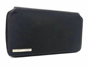 1円 ■美品■ Cartier カルティエ サントス レザー ラウンドファスナー 長財布 ウォレット 札入れ 小銭入れ ブラック系 BJ2956