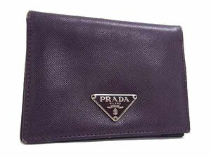 1円 PRADA プラダ サフィアーノレザー 二つ折り カードケース パスケース 定期入れ 名刺入れ レディース パープル系 AW8176