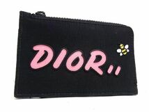 1円 ChristianDior クリスチャンディオール カウズコラボ キャンバス ハチ 蜂 小銭入れ ウォレット コインケース ブラック系 AW8188_画像1