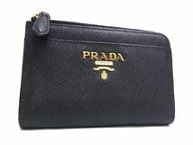 1円 ■美品■ PRADA プラダ サフィアーノレザー コインパース コインケース 小銭入れ レディース ブラック系 AW8203_画像1