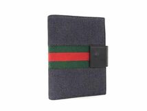 1円 ■美品■ GUCCI グッチ シェリーライン キャンバス×レザー 手帳カバー スケジュール帳 メンズ レディース ブラック系 AW8517_画像1